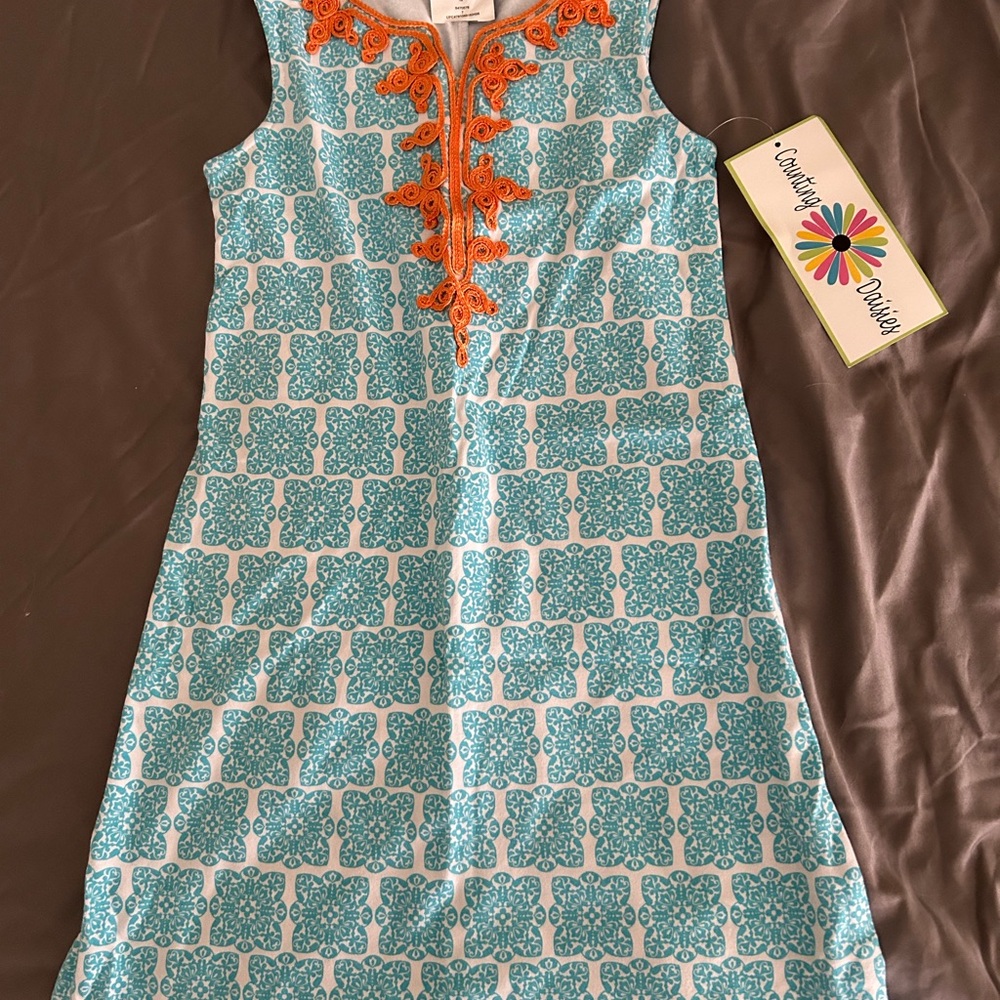 Kids Dress - Teal and Orange Delight